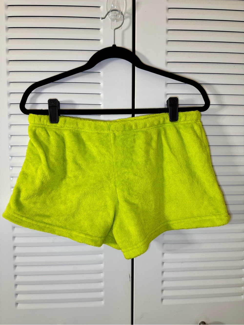Neon Green Grinch Face Plush Women's Athletic Lounge Shorts - Picture 2 of 3